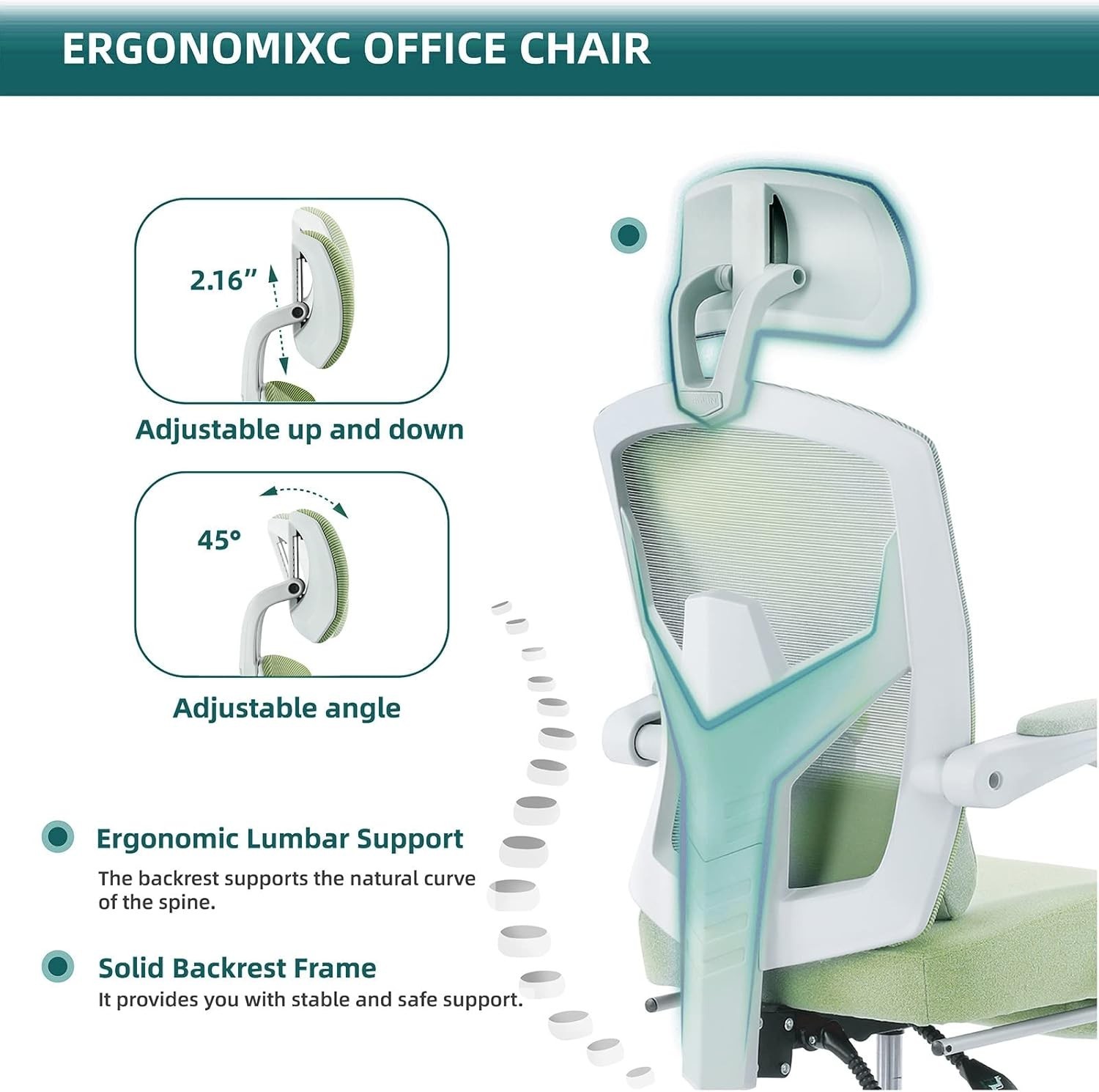 Silla de escritorio para oficina en casa con reposapiés, respaldo alto de malla,