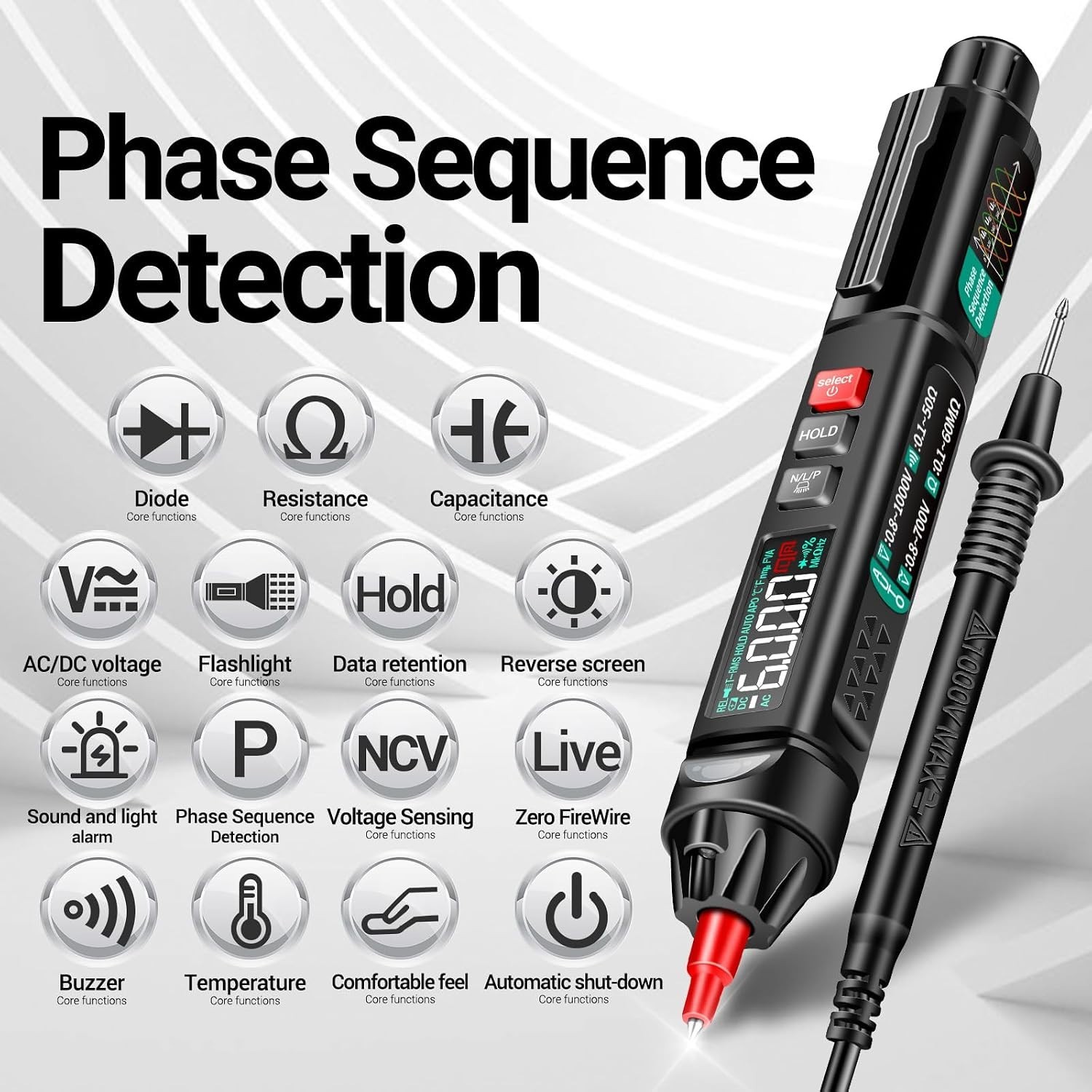 Pen Multimeter with Backlit Display for Troubleshooting