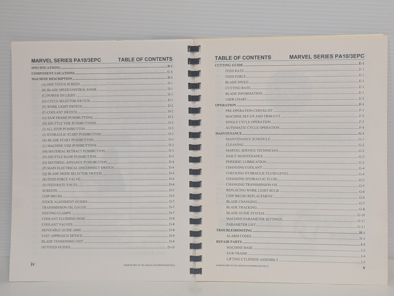 Marvel Manufacturing Series PA10/3EPC Horizontal Metal Cutting Bandsaw Manual