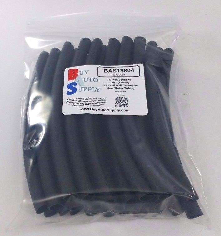 (25 6″ Pcs) 3/8″ / 9.5mm Black 3:1 Heat Shrink Tubing Adhesive Lined Dual Wall