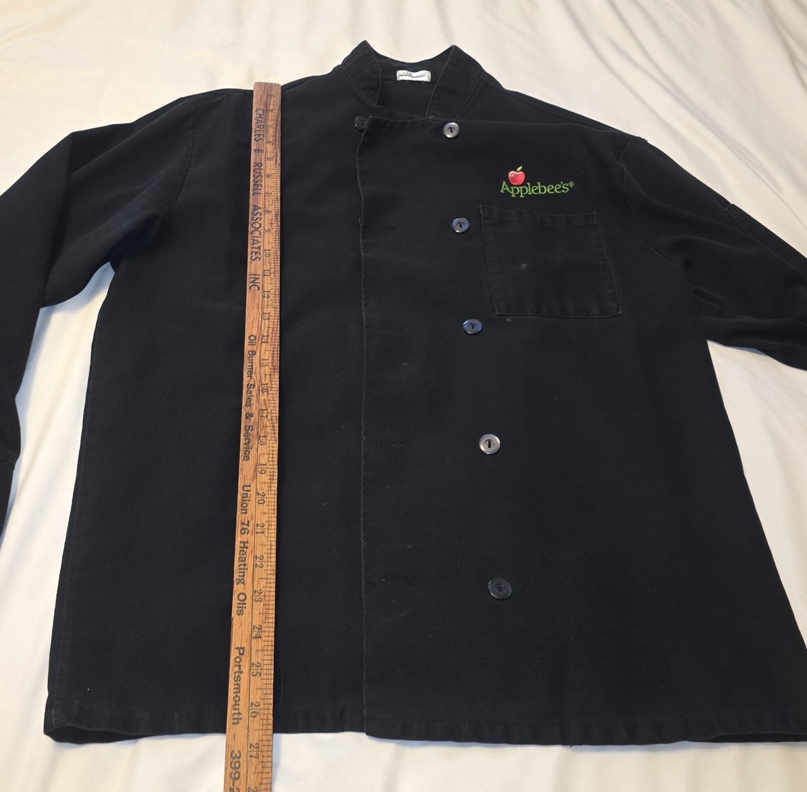 Fame Chef Applebee’s Black Kitchen Jacket Double Breasted Adult Size XL Uniform
