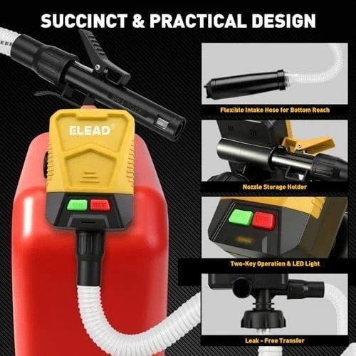 Battery-Powered Fuel Transfer Pump – 3.2 GPM No Spill New Version (Yellow)