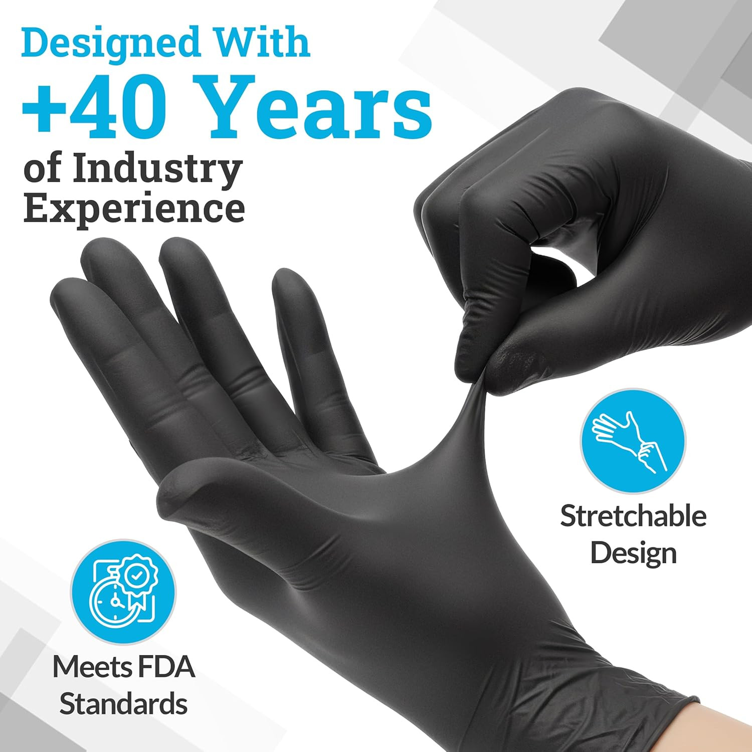 Hand-E Touch Black Nitrile Disposable Gloves Large, 50 Count – BBQ, Tattoo, Hair