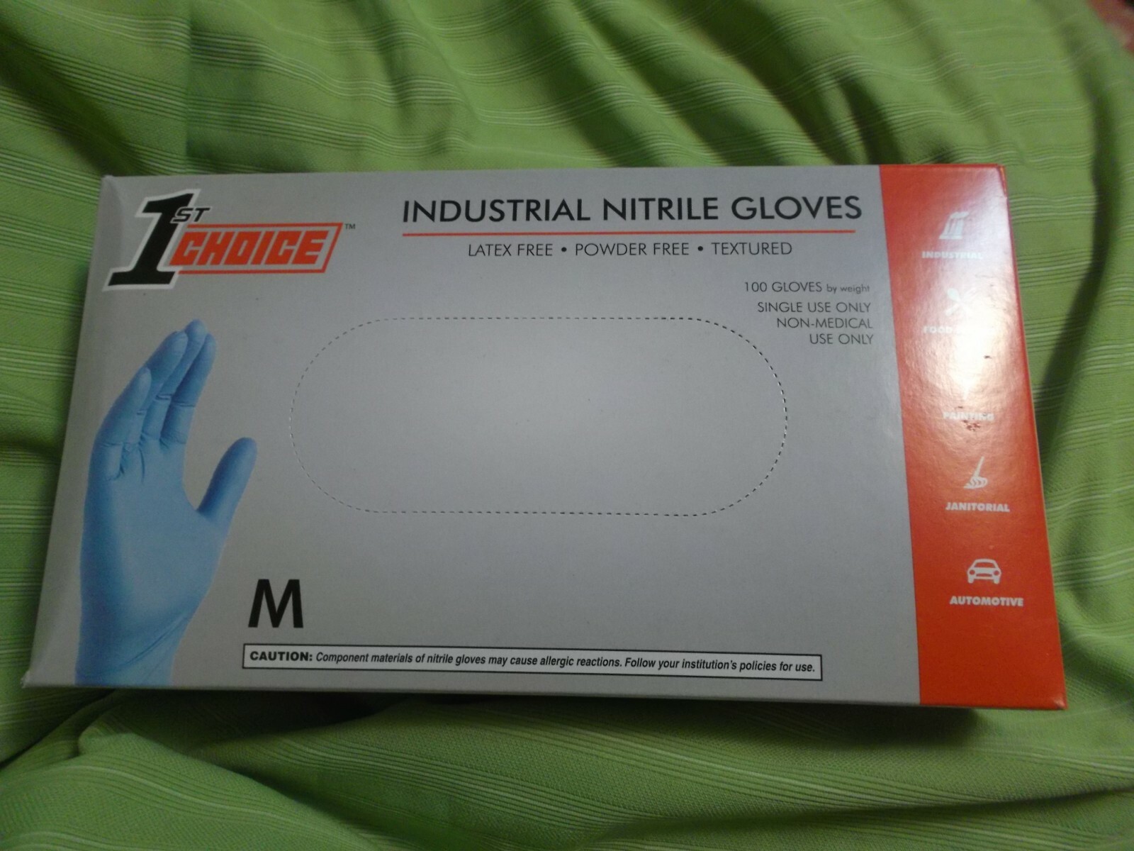 New Box of 100 Blue Nitrile Powder/Latex Free Safety Gloves-Sz Medium-US Seller