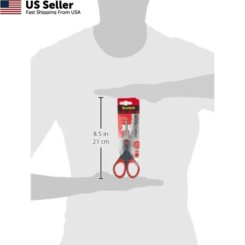 Scotch 6″ Precision Scissors, Great for Everyday Use (1446) 6-Inches, Grey/Red