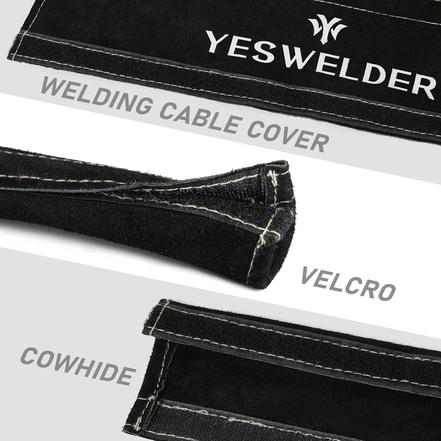 TIG Welding Torch Cable Cover Flame Resistant Leather Black Cover 7.6M (25FT)