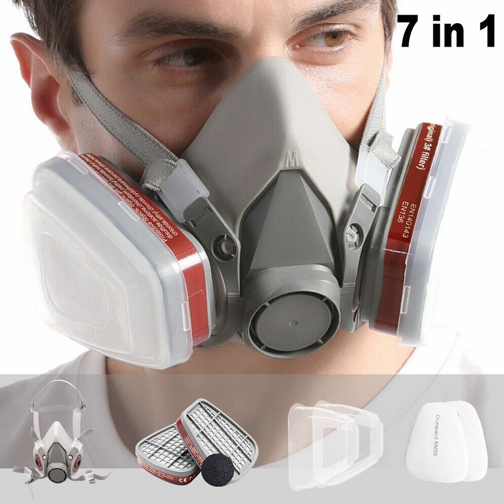 7in1 Half Face Gas Mask 6200 Respirator Safety Protect Painters Respirator New