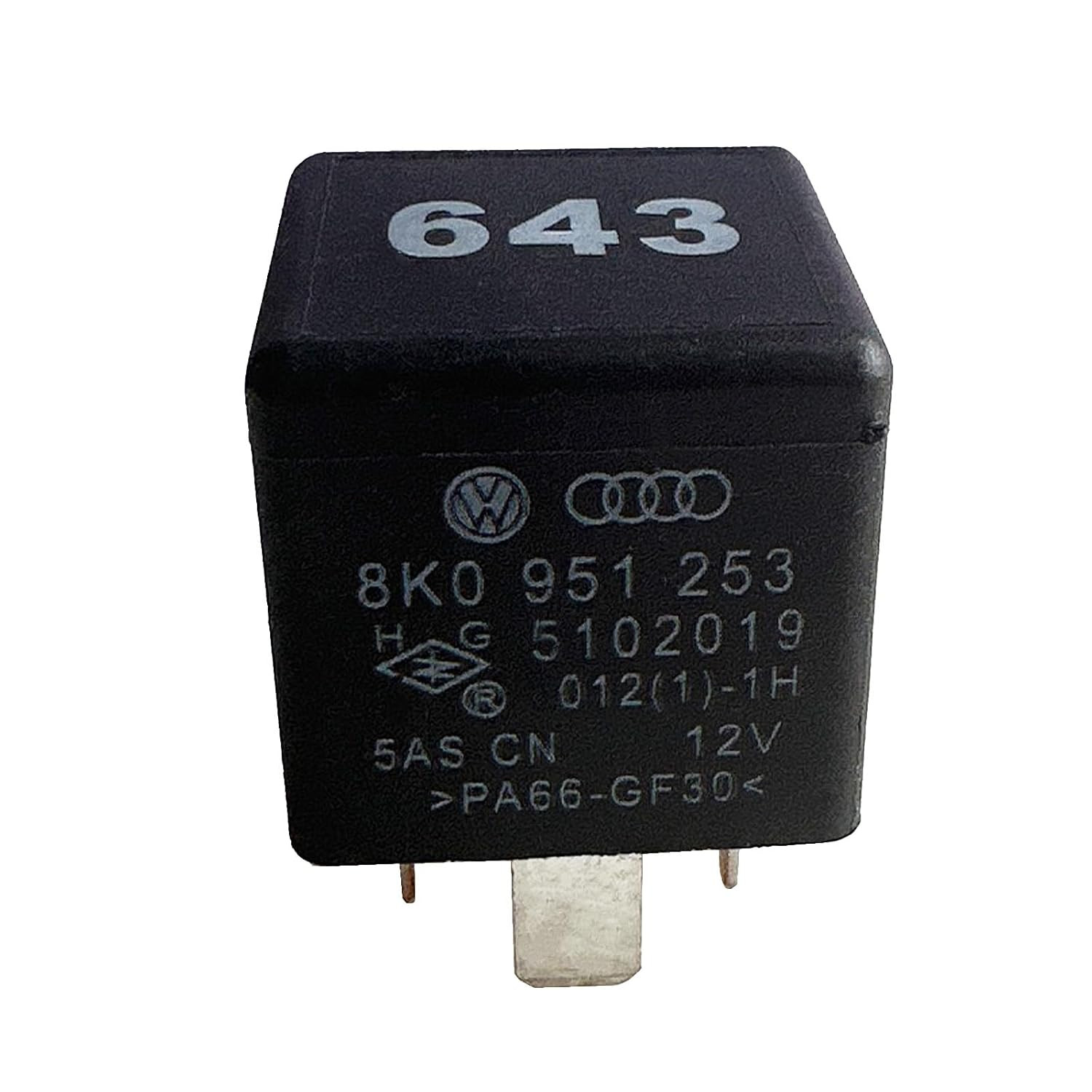 8K0 951 253#643 Automotive Power Relay 12VDC 50A 4-Pin Plug-In