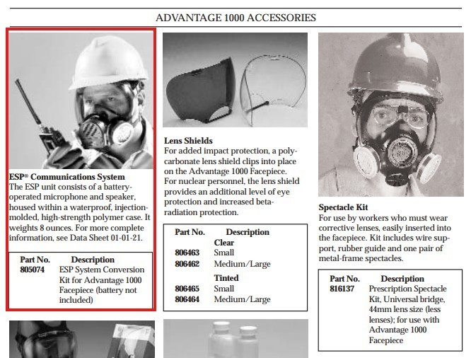MSA ESP Communications System / Voice Projection Unit – Advantage 1000 Gas Mask
