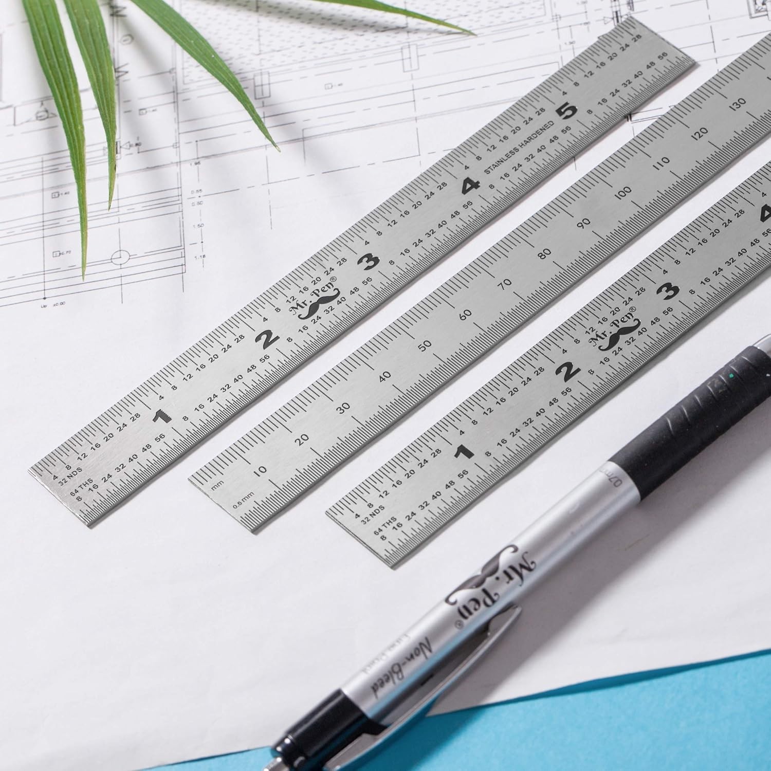 6 Inch Stainless Steel Machinist Ruler Set – Precision Measuring Tools (3 Pack)