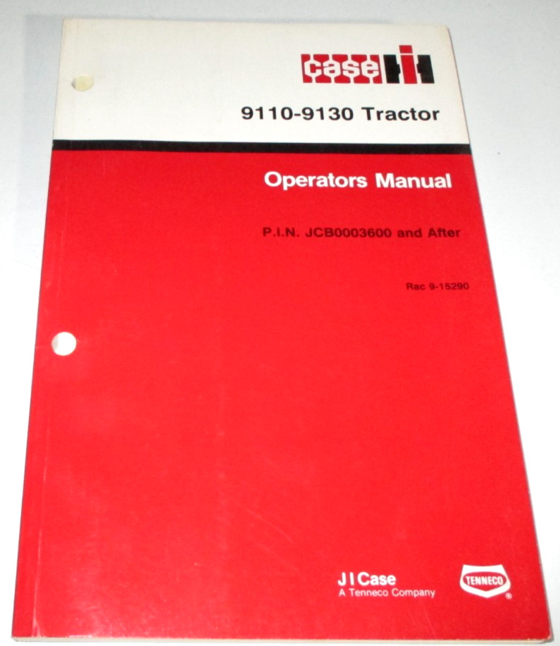 Case IH 9110 9130 Tractor Operators Manual (PIN JCB0003600&up) 9-15290 ORIGINAL!
