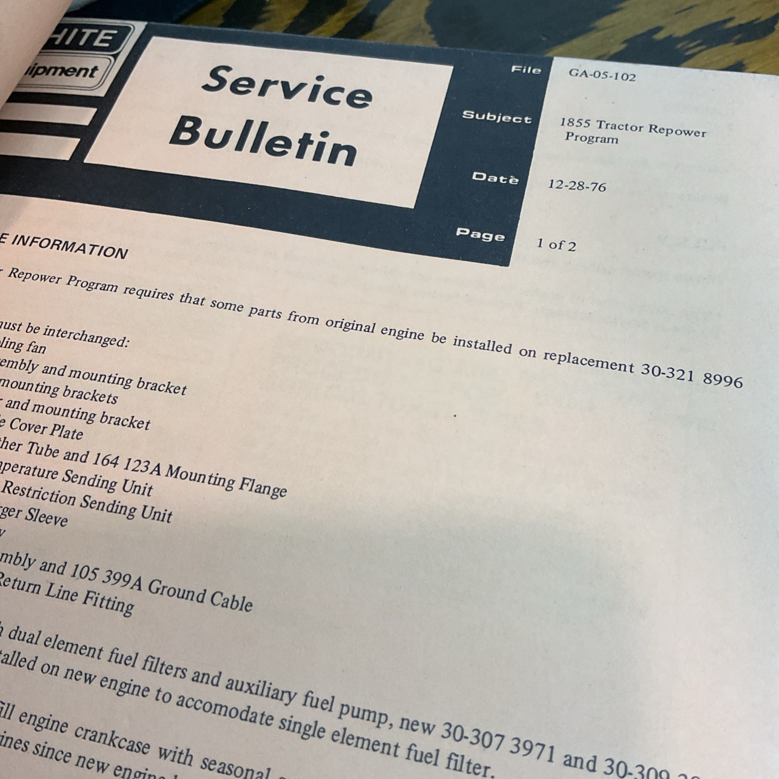 Vintage White Farm Equipment Service Bulletins 1970’s-90s & Power Pointers