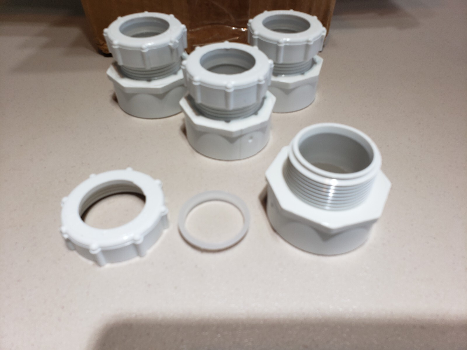 Case of 50- LASCO Trap Adapter w/washer & Plastic Nut PVC 1 1/2 x 1 1/4 Inch NOS