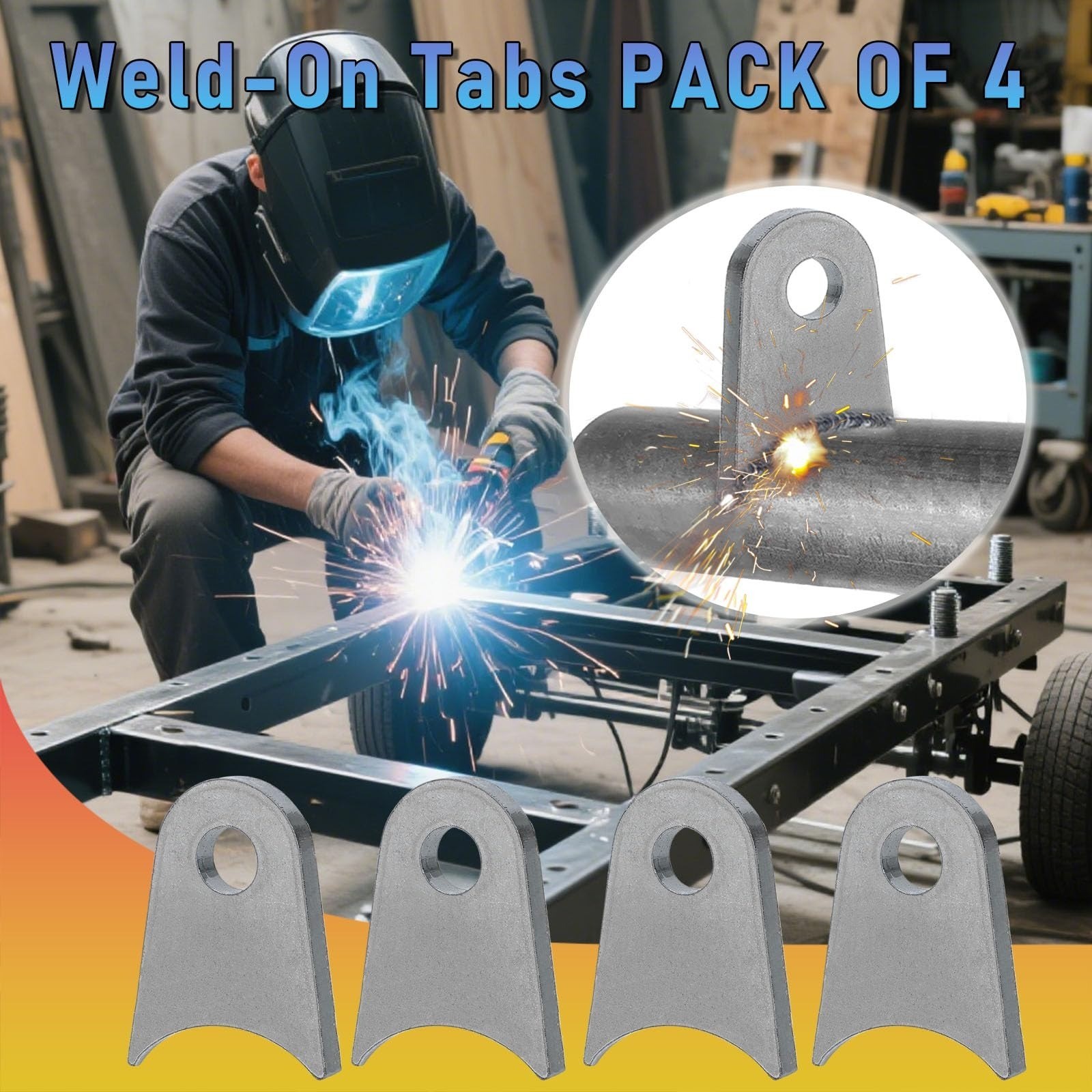 OywhC Weld on Tabs, Steel Shock Mounts, Universal Axle Mount – Pack of 4