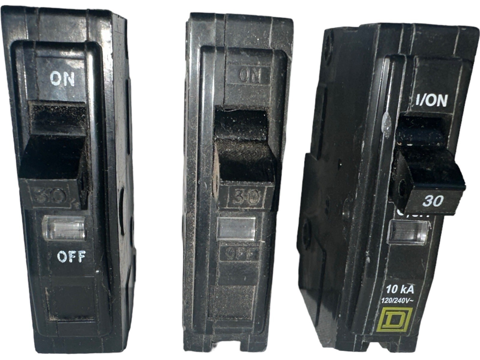 Square D QO 30A Circuit Breaker Lot of 3 QO130 1 Pole 120/240V Plug-In