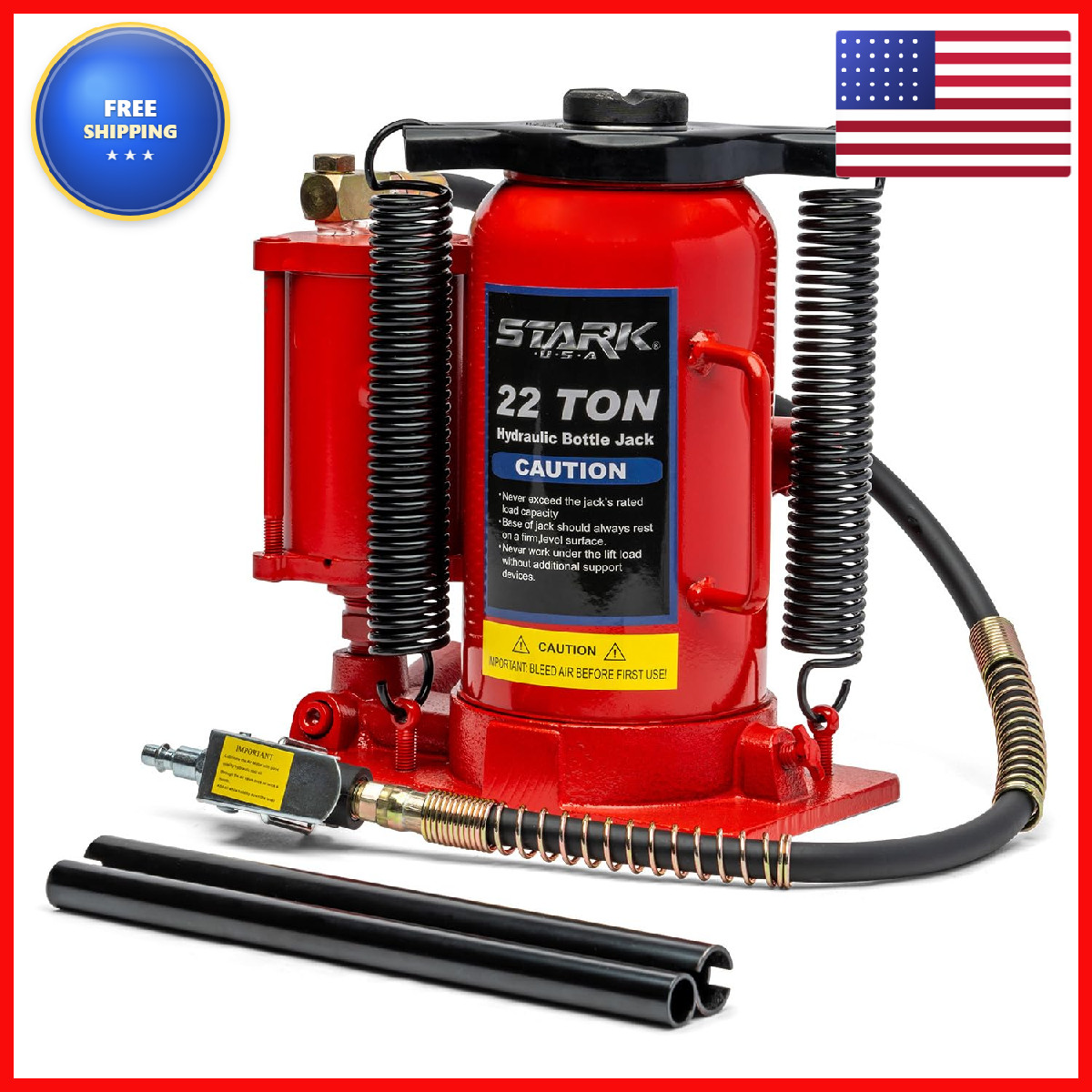 Stark Usa 22 Tons Pneumatic Air Bottle Hydraulic Manual Bottle Jack Hoist