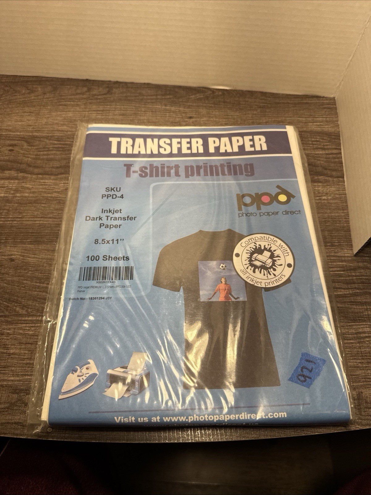 PPD Inkjet Iron-On Mixed Light and Dark Transfer Paper LTR 8.5X11″ – Pack of 40