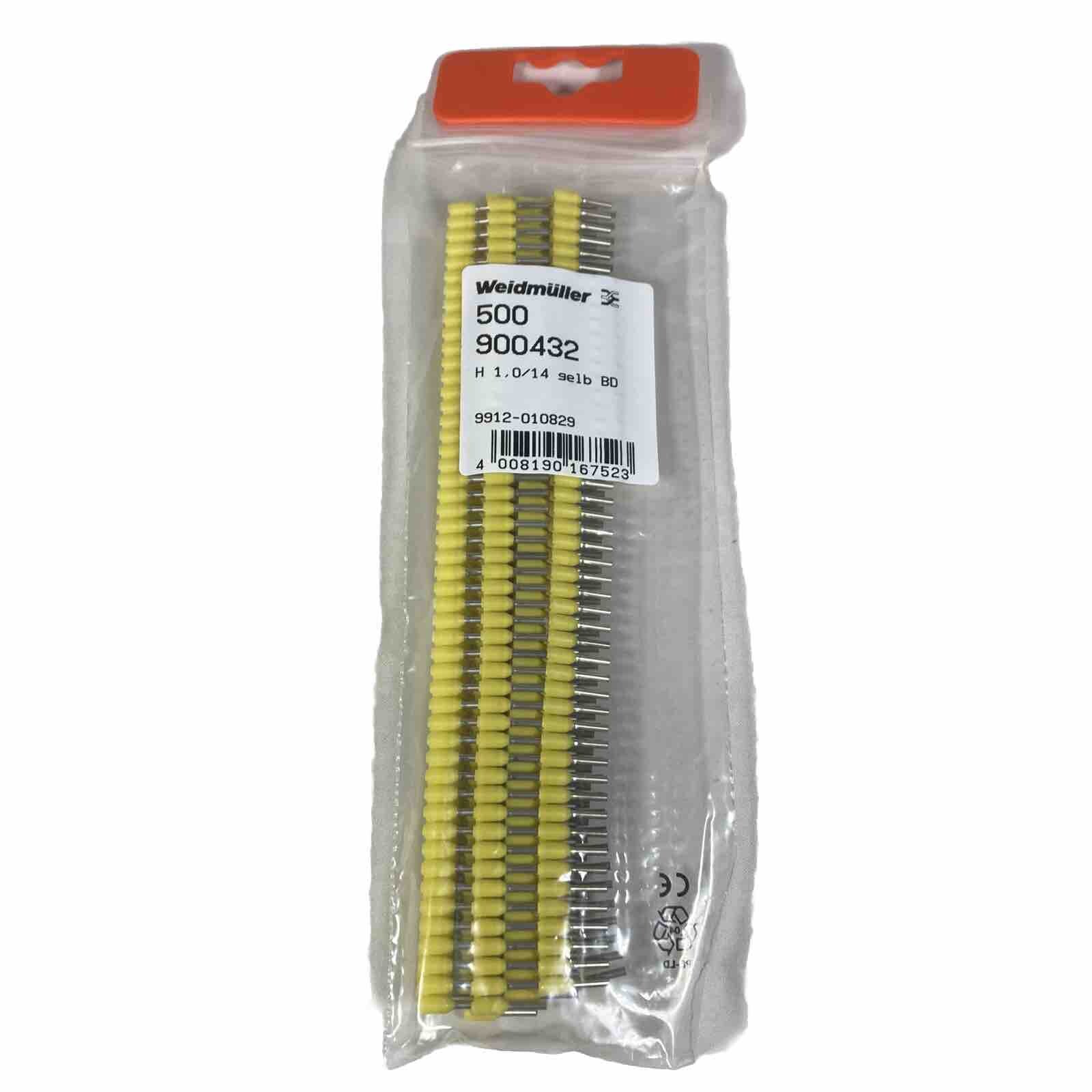 Lot 500pcs Weidmuller Wire Ferrules 17AWG H1,0/14 gelb BD, 8mm, Yellow – New