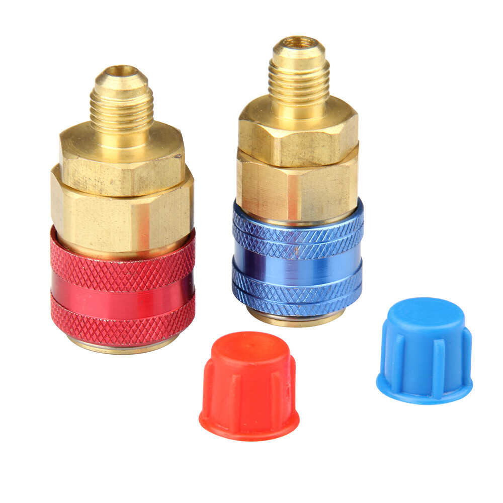 2X NEW Quick Connector Adapter Coupler Auto AC Manifold Gauge Low & High HVAC US