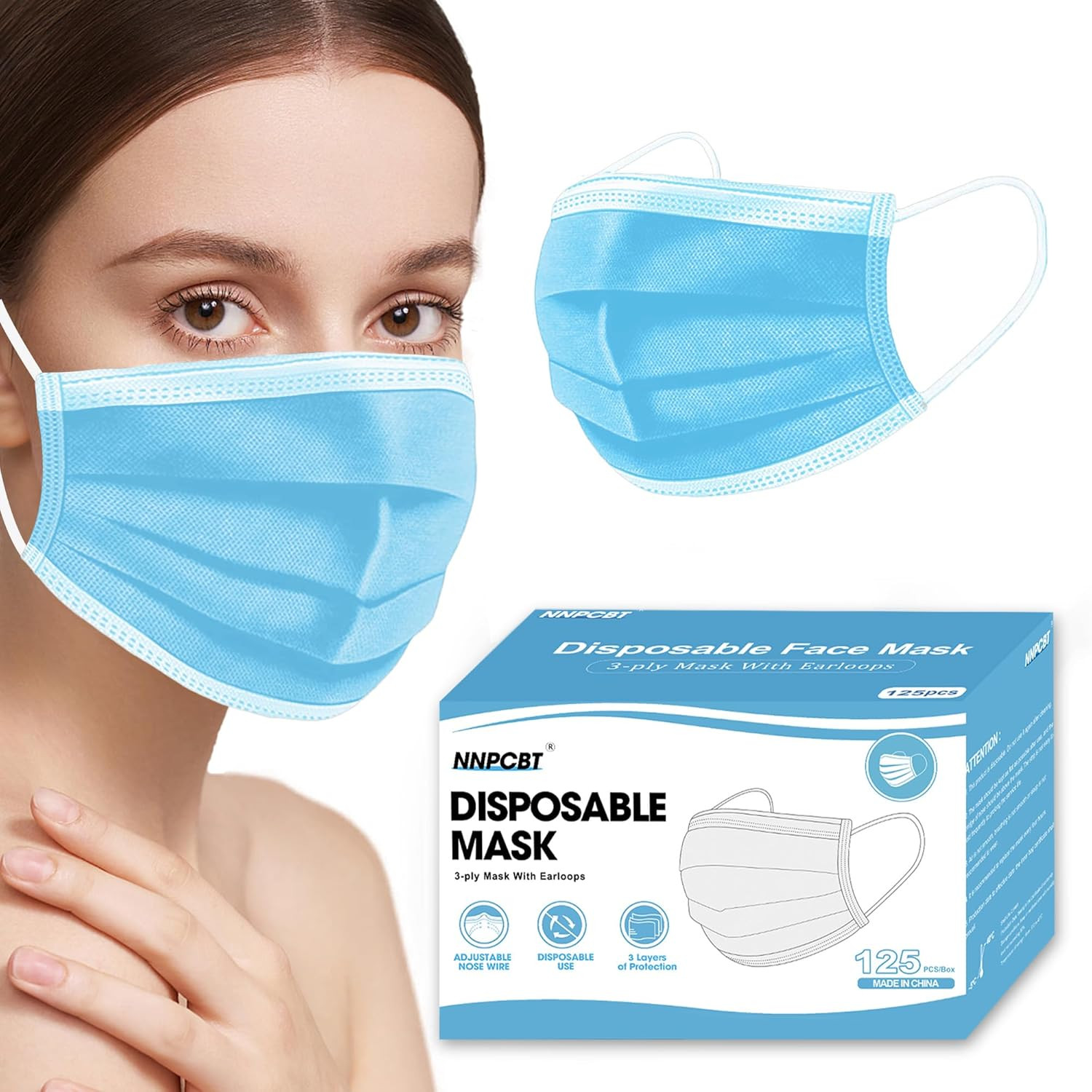 100PCS 3 Ply Black Disposable Face Mask Filter Protection Face Masks