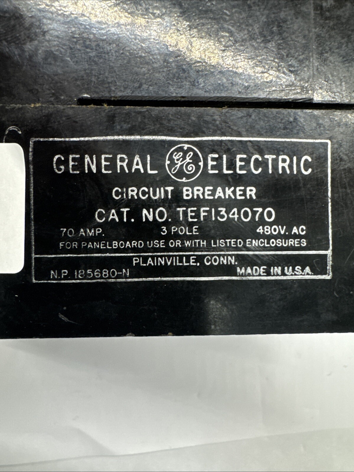 GE GENERAL ELECTRIC 70 AMP CIRCUIT BREAKER 480 VAC 3 POLE TEF134070 70A 480V