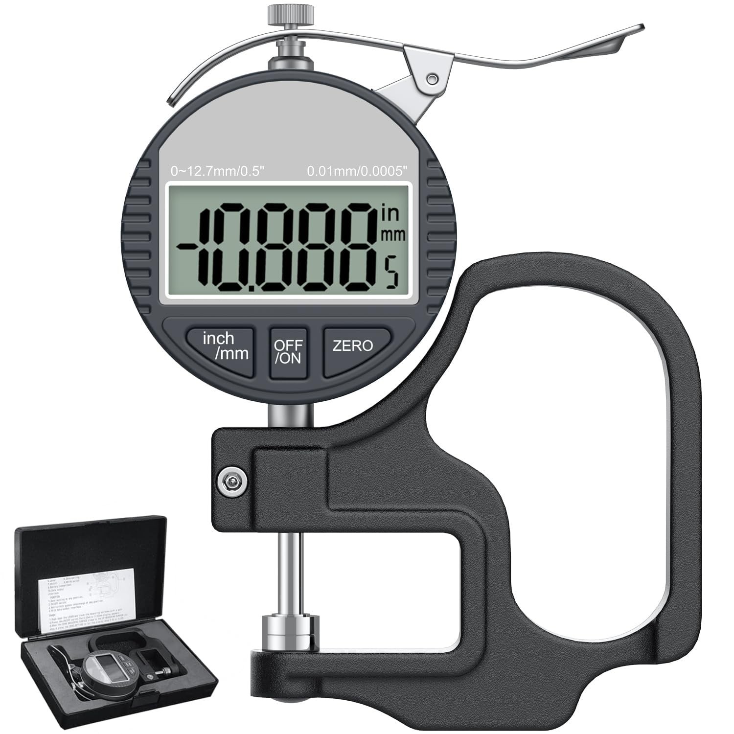 TOOGOND Digital Thickness Gauge 0-12.7mm/0.5″ | 0.01mm/0.0005″, Thickness…