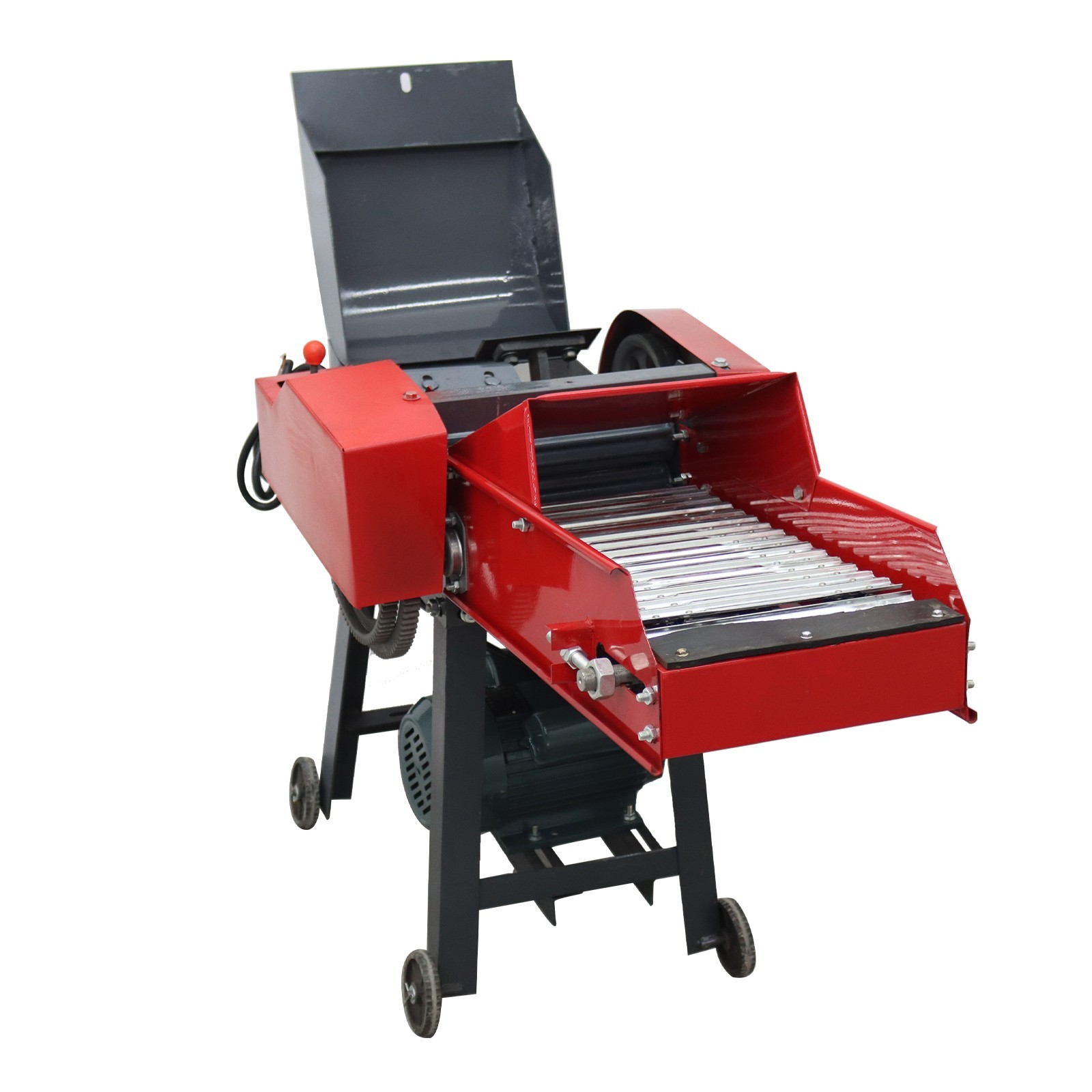Auto Feed Hay Crusher 220V Straw Corn Cutter Pulverizer 6 Blade with Conveyor