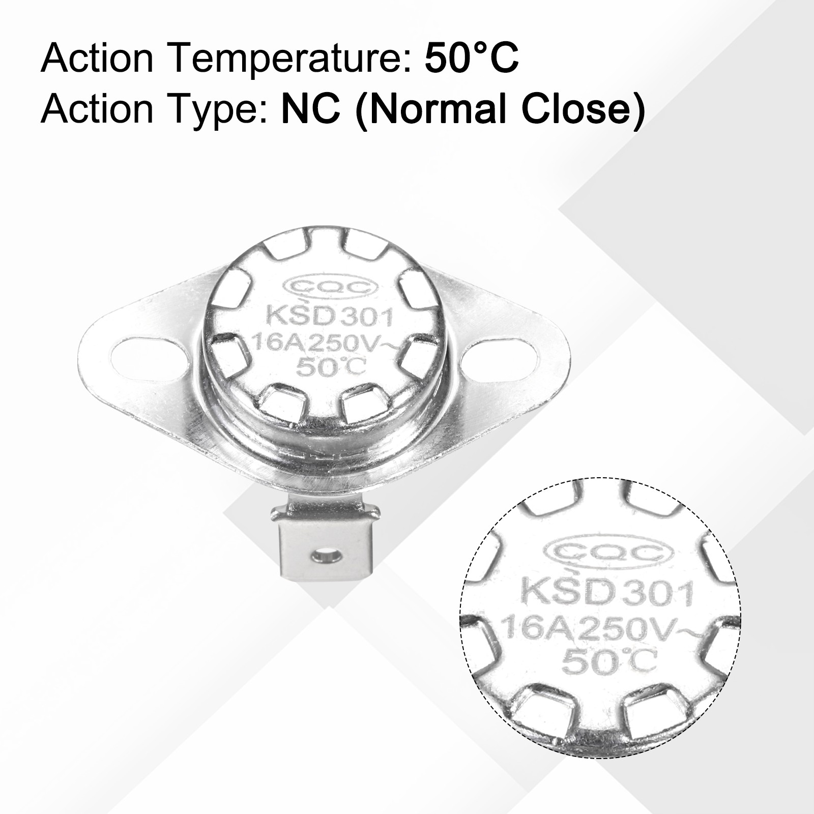 KSD301 Thermostat 50°C/122°F 16A N.C Adjust Snap Disc Temperature Switch 4Pcs,