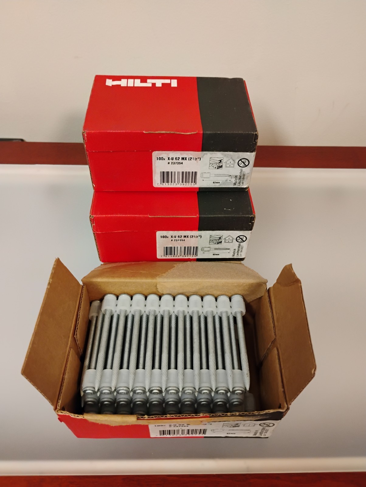 HILTI 100x X-U 62 MX #237354 62mm 2-1/2” Collated Galvanized Nails – NEW!