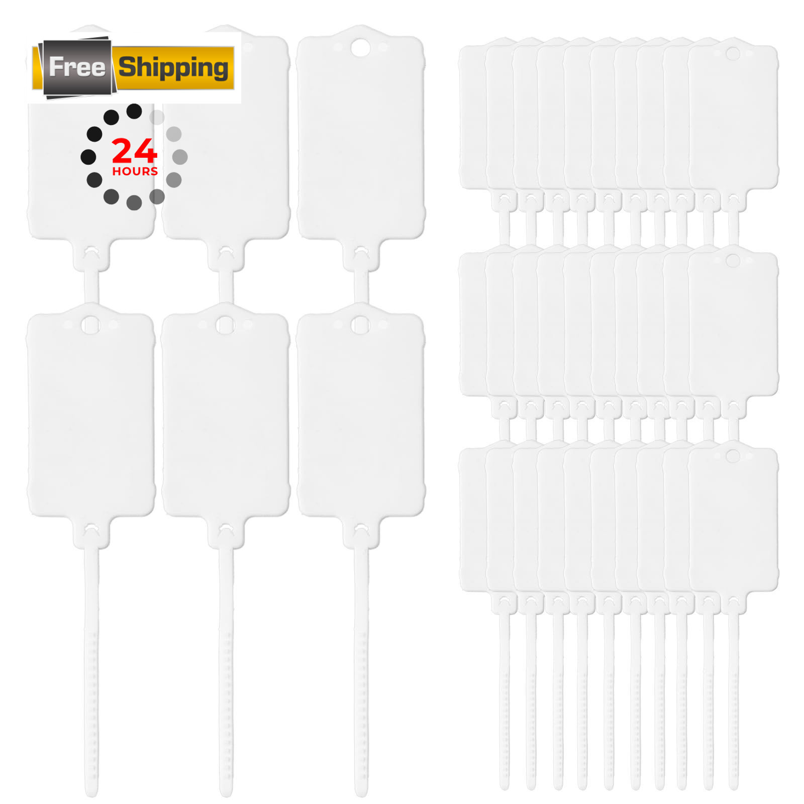 100pcs Plastic Shipping Tags Reusable Blank Waterproof Labels Writable White