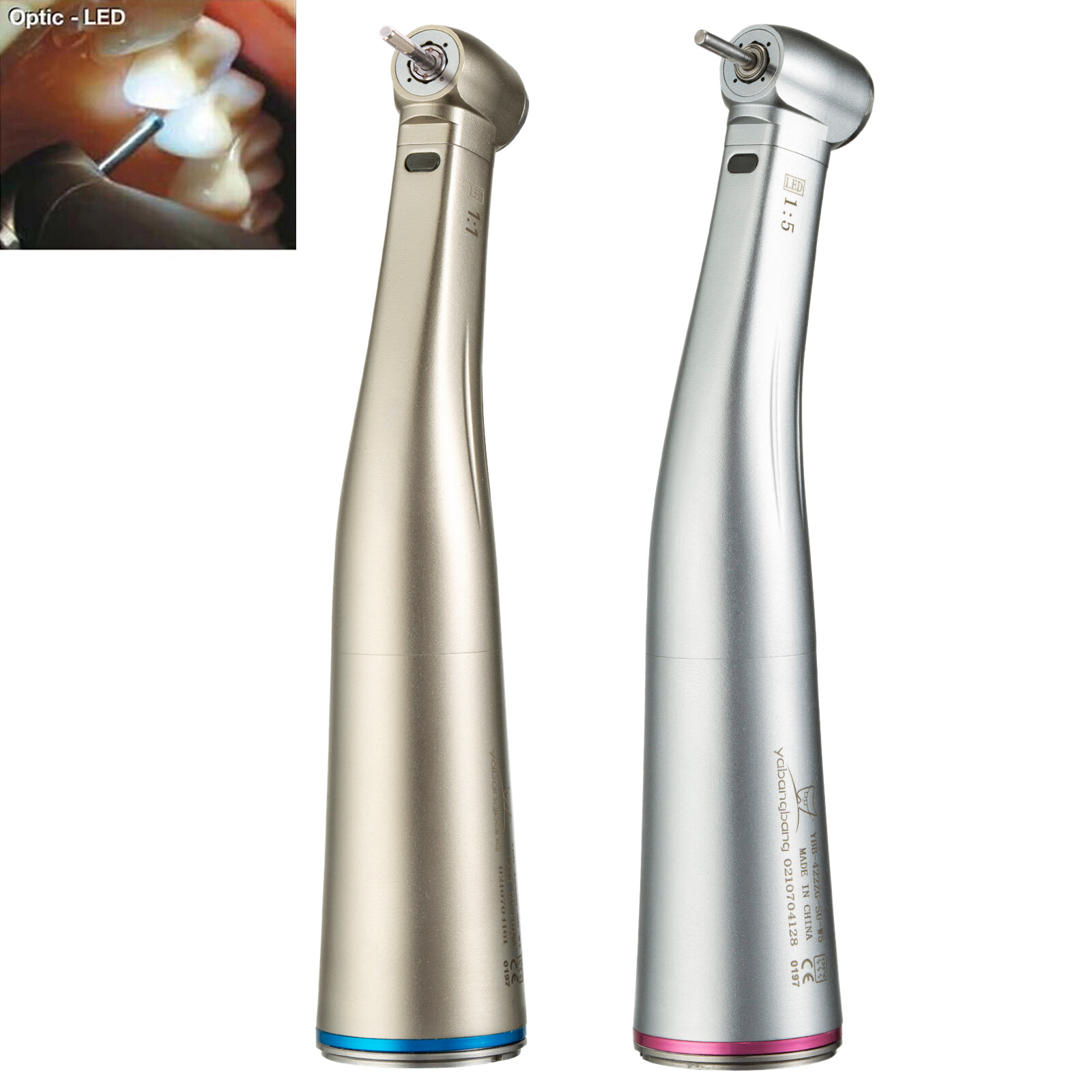 FDA Dental 1:5 1:1 Electric Fiber Optic LED Contra Angle Handpiece Fits NSK KaV