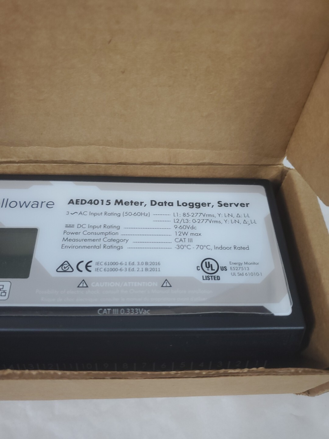 Apolloware/ eGauge Core EG4015 CAT III 0.333 , 277 vac