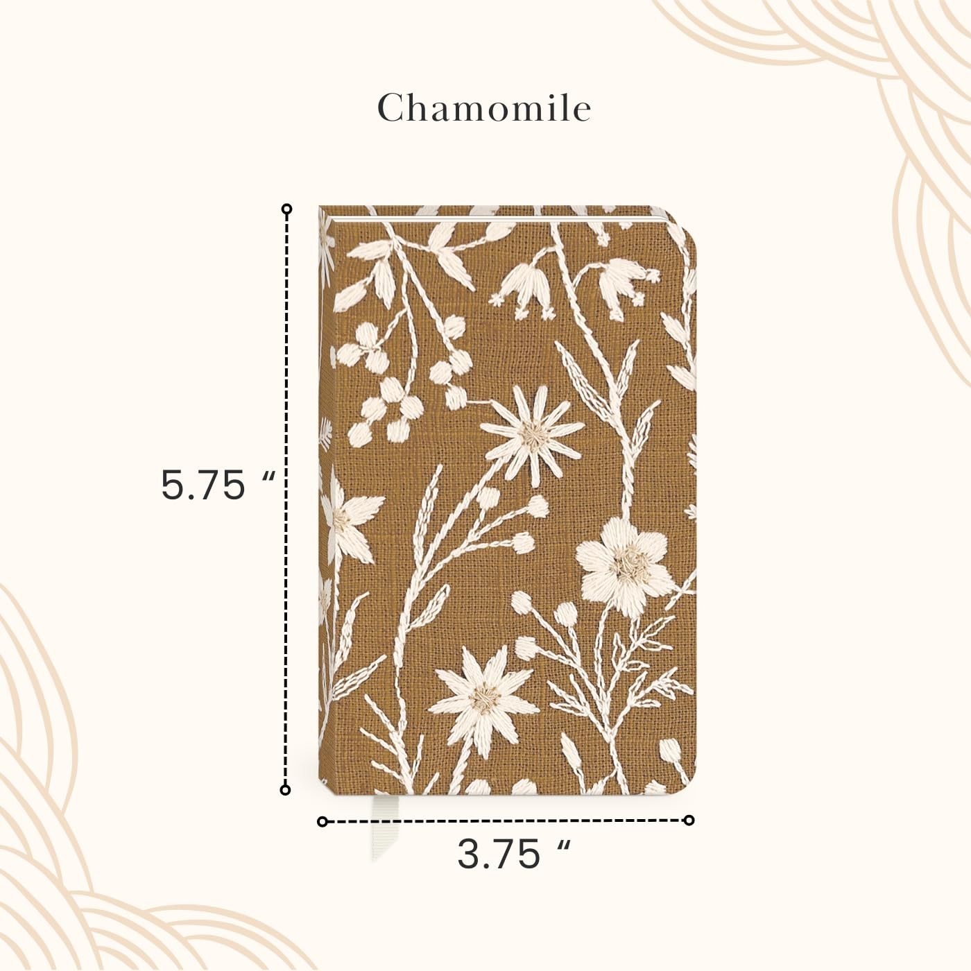 Embroidered Fabric Hardcover Journal with 192 Lined Pages, 3.75″ x 5.625″, Sw…