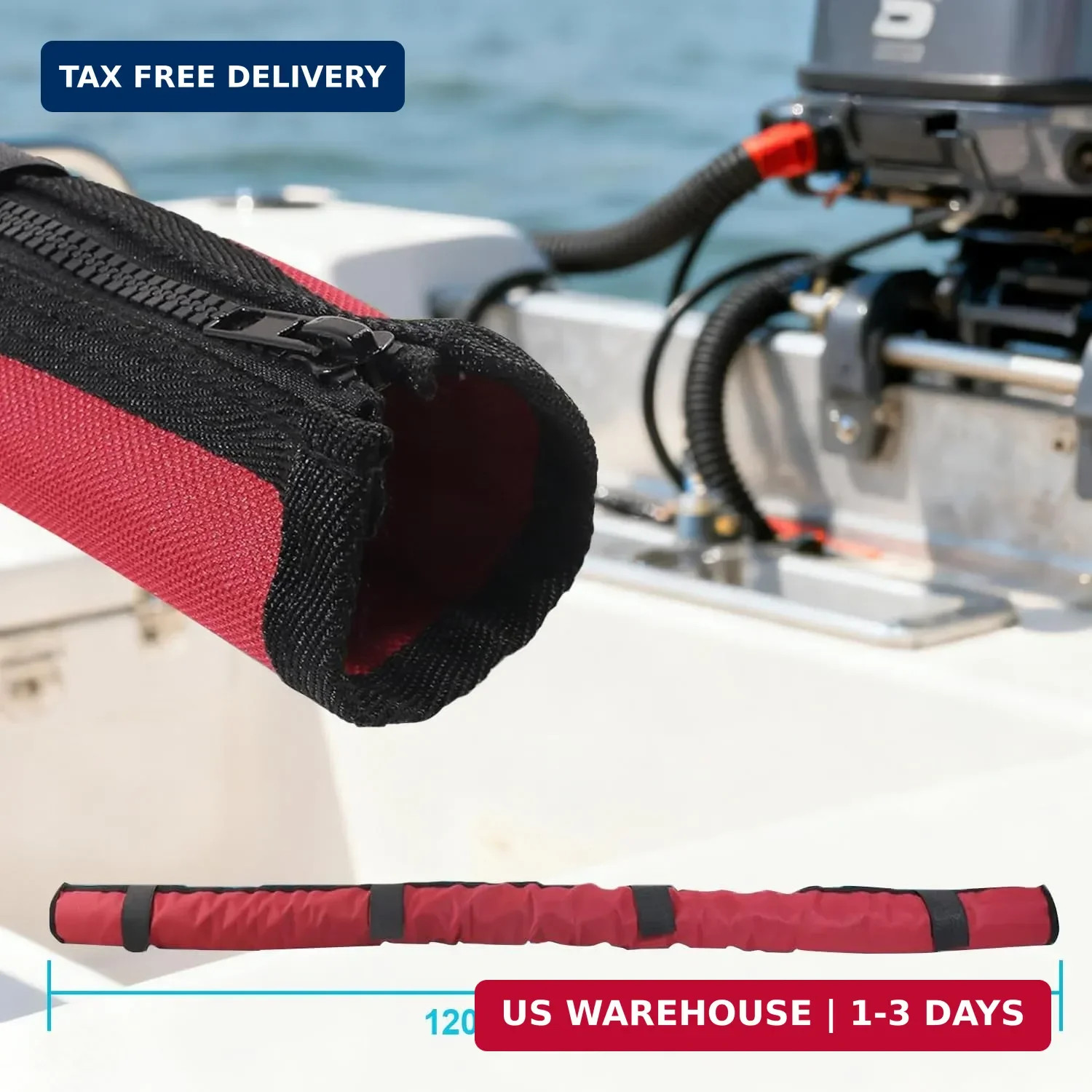 48Inch Trolling Motor Cable Sleeve | Red Trolling Motor Sleeve Weatherproof Rigg