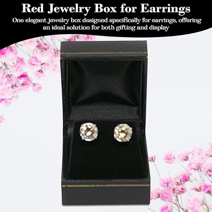 Novel Box Black Earring Gift Boxes 2.1×1.9×1.25in Gold Trim Leatherette Case