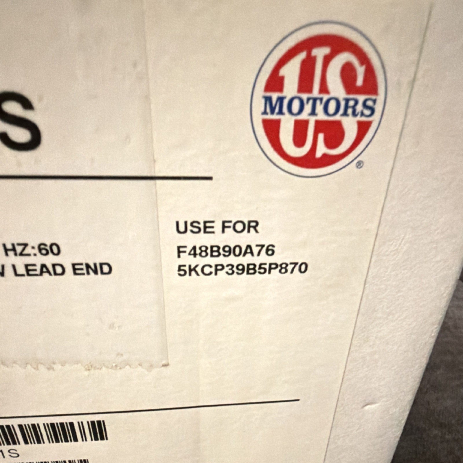 U.S. MOTORS B13400251S Condenser Fan Motor 208-230V 1.0A 1075 RPM CCW 1PH