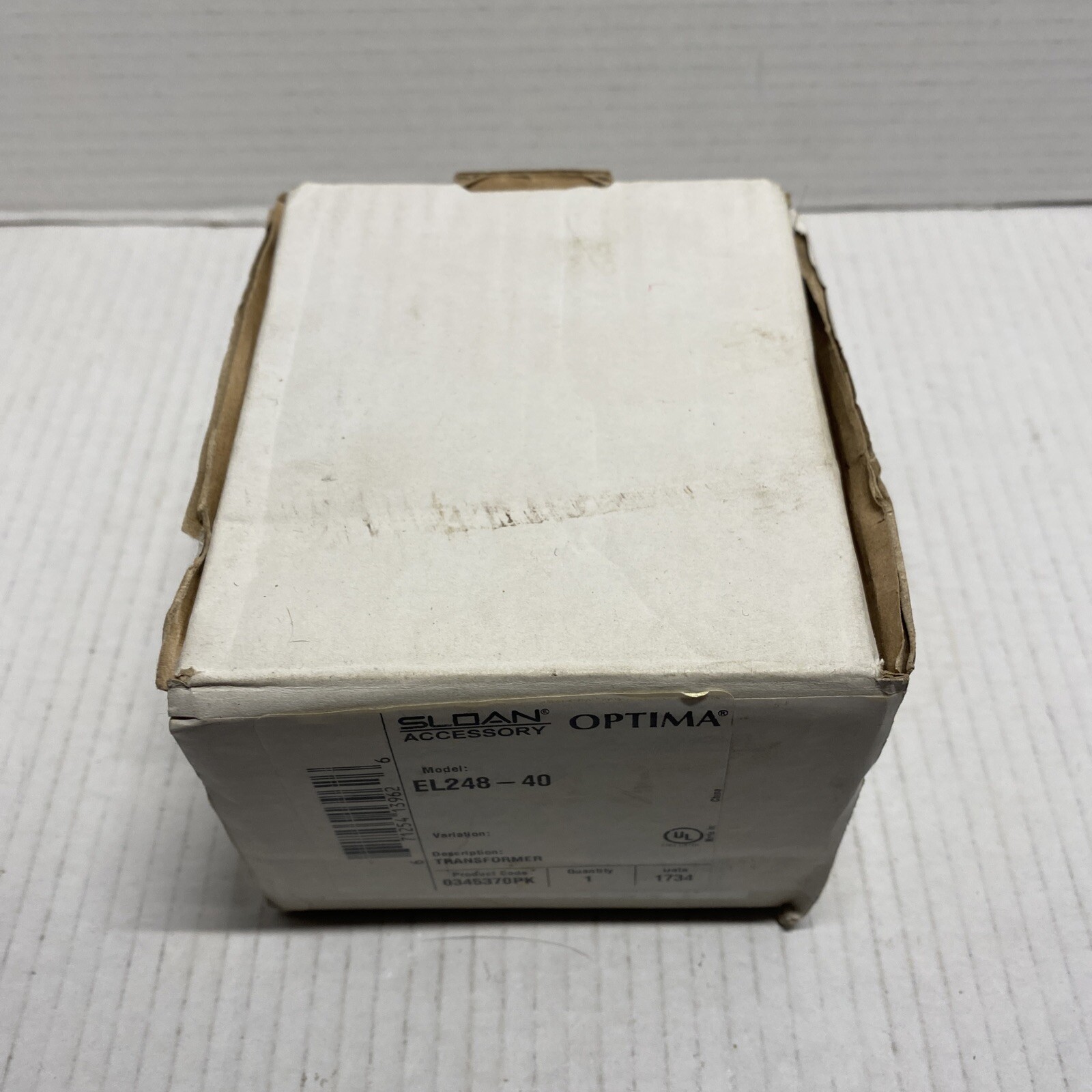 SLOAN VALVE COMPANY 0345370PK EL-248- 40 MOUNT TRANSFORMER 24V/40VA