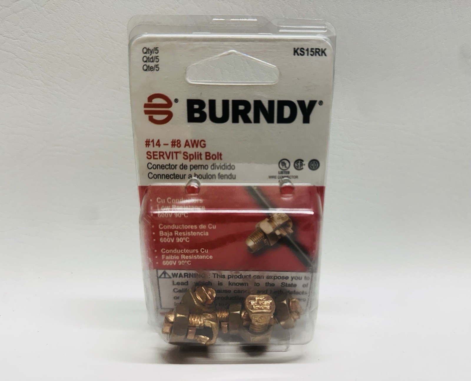 NEW Burndy KS15RK #14-#8 AWG SERVIT Split Bolt Connector Qty. 5