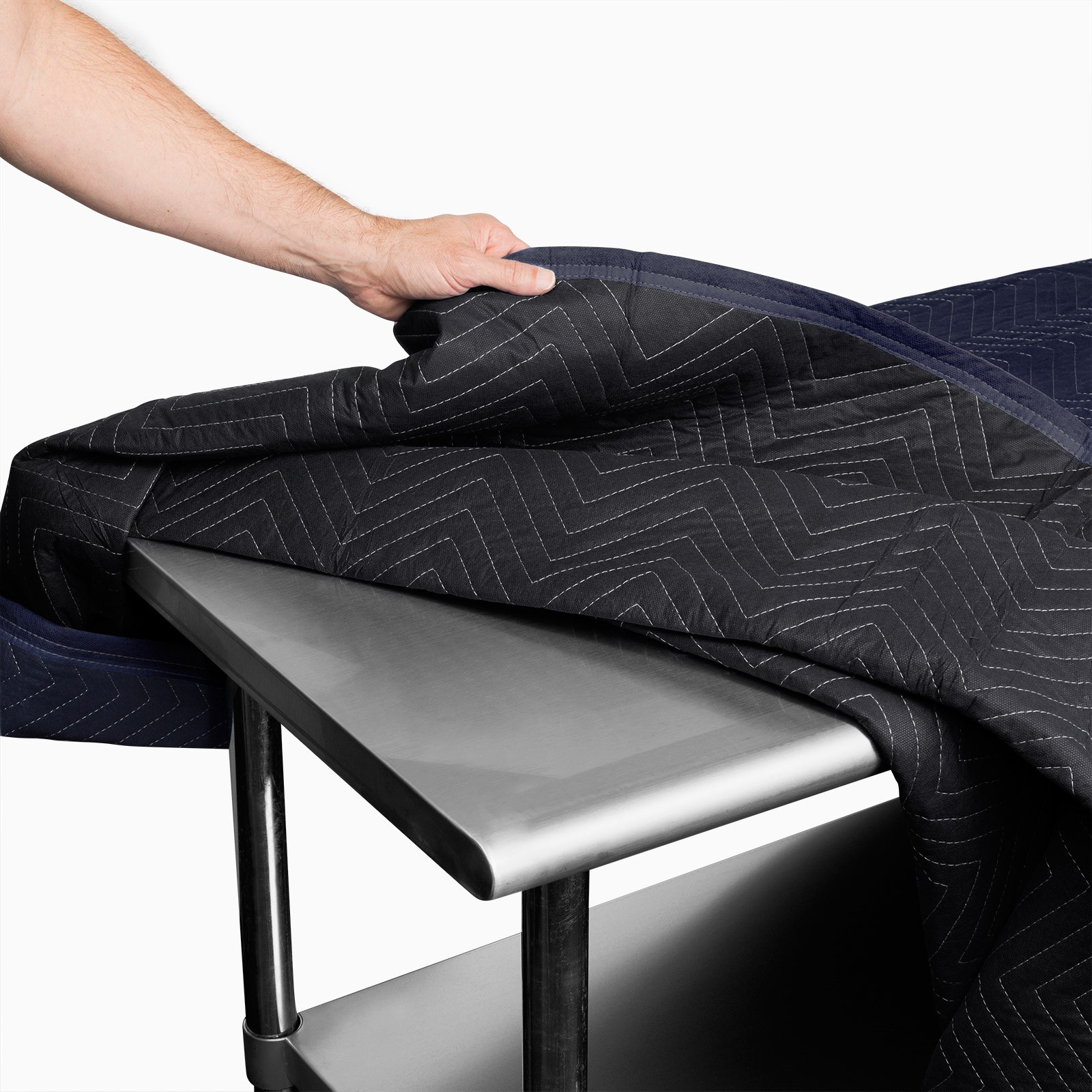 12 Moving Blankets Furniture Pads – Pro Economy – 80″ x 72″ Navy Blue and Black