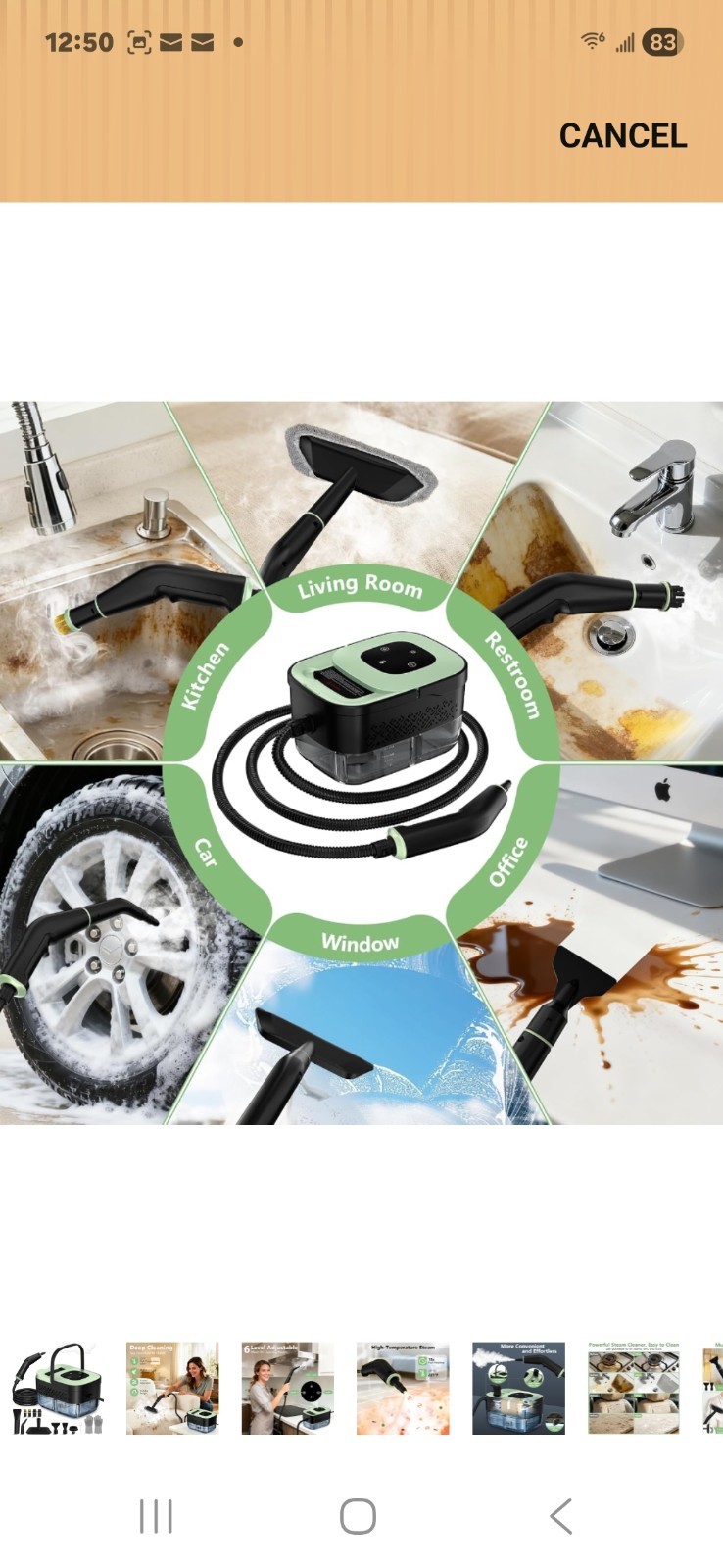 Portable Handheld Steam Cleaner with 16 Accessories, 15s Heat-Up, 221°F