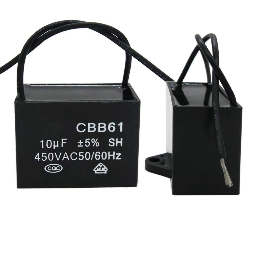 2Pcs 450V AC 50/60Hz Run Capacitor 2-Wire Metallized Polypropylene Film Capac…