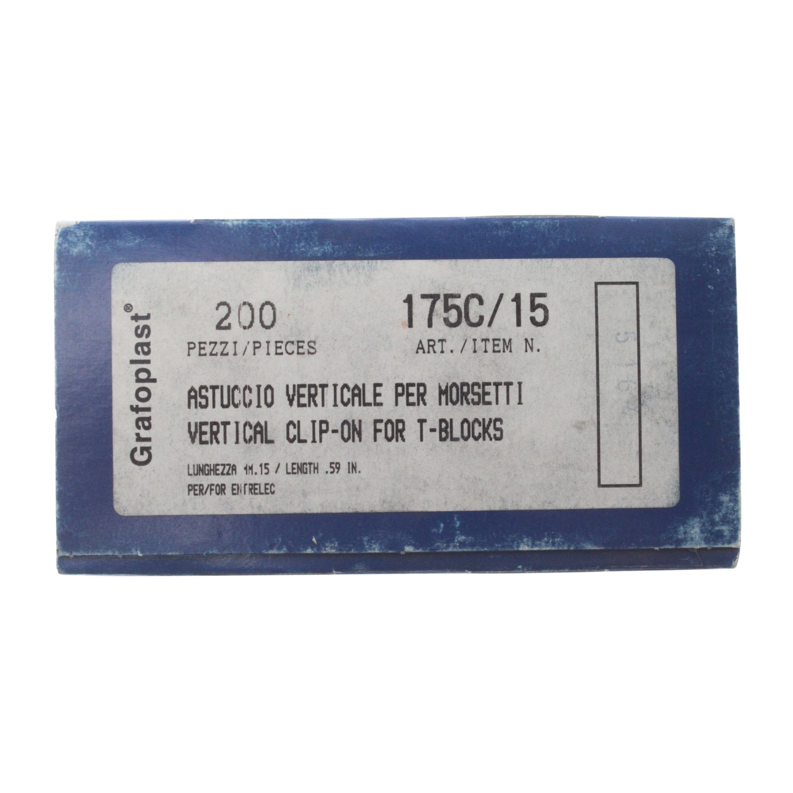 GRAFOPLAST 175C/15 3M TRASP ENTRELEC CLIP-ON TERMINAL BLOCK MARKER (200 PACK)