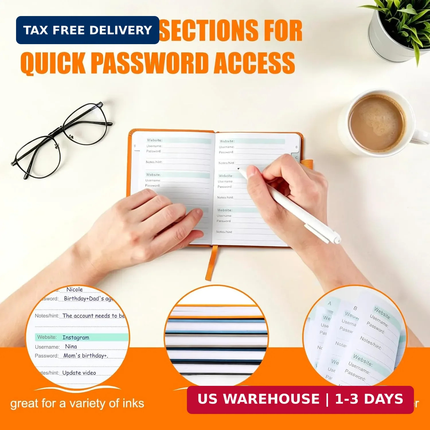 Password Book with Alphabetical tabs Internet Address Organizer Logbook Small Po