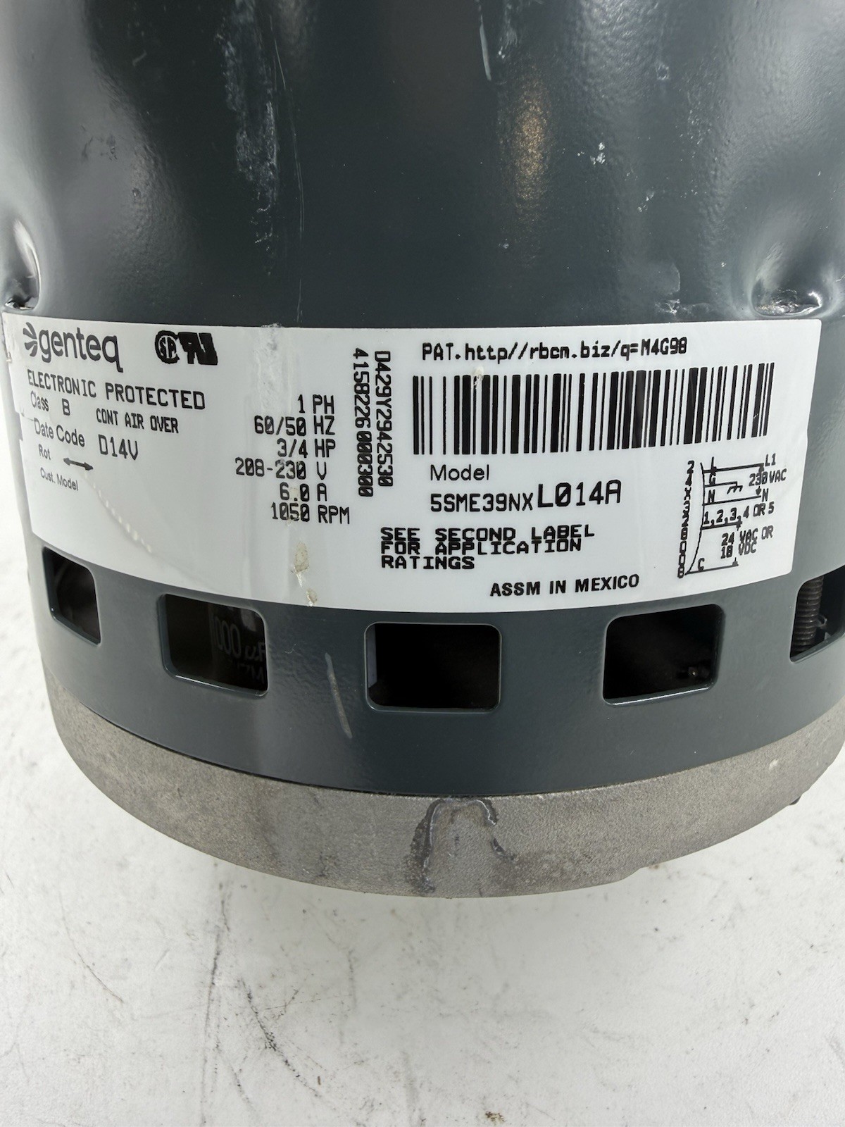 Genteq X13 FM18 5SME39NXL014A Blower Motor 3/4HP 230V 1050 RPM CCWLE used ❄️🔥