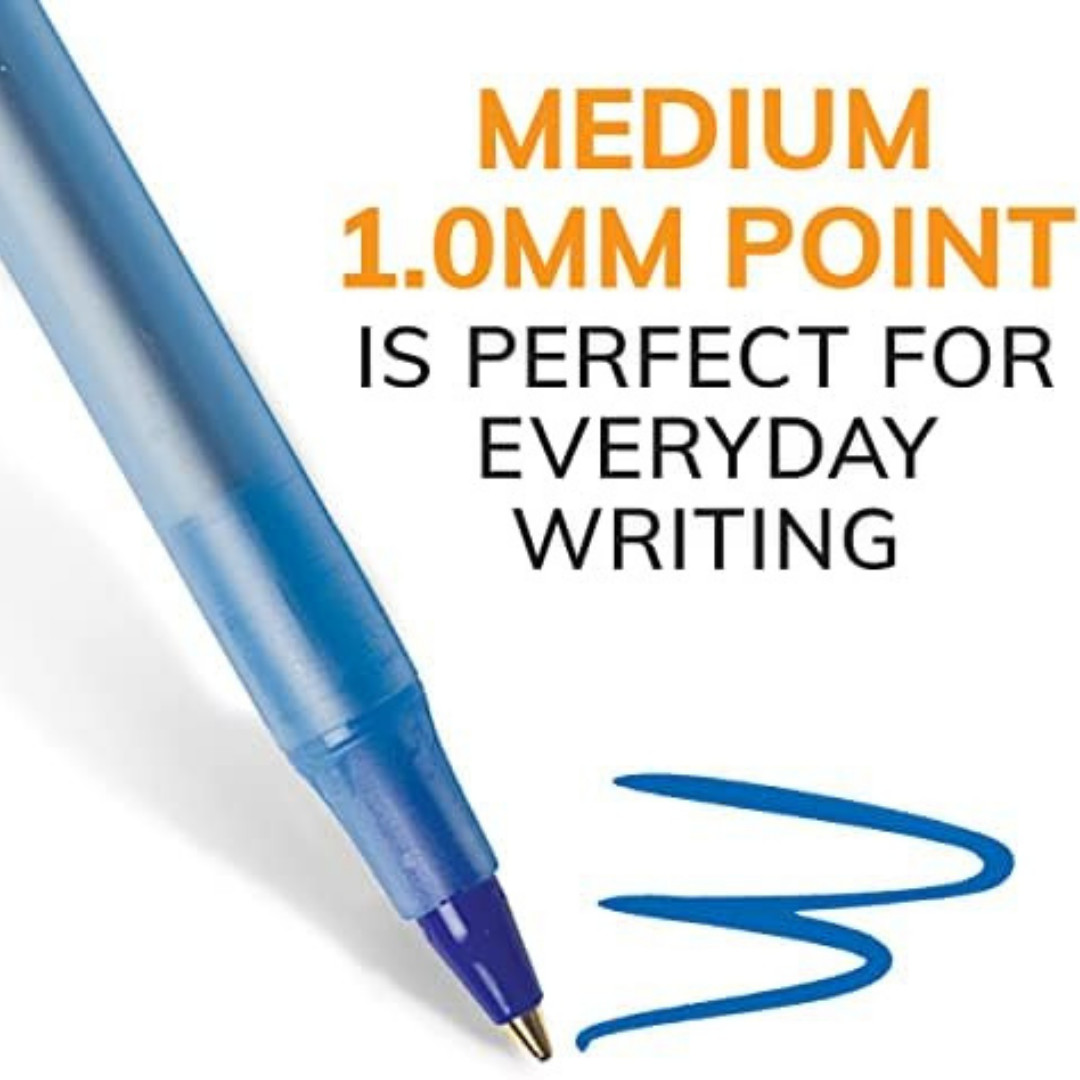 BIC Round Stic Xtra Life Blue Ballpoint Pens, Medium Point (1.0mm) 10-Count Pack