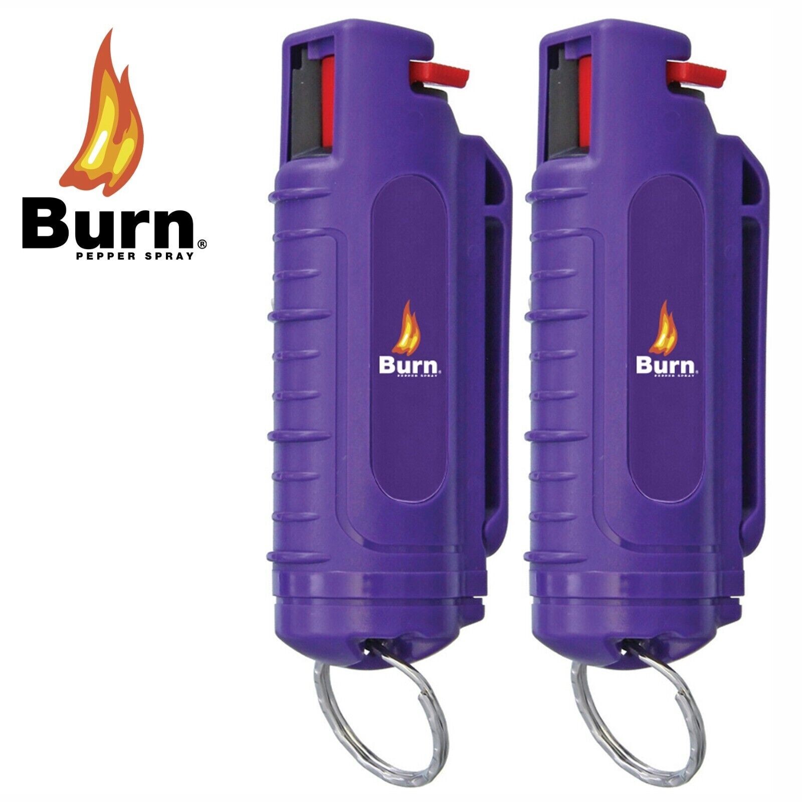 BURN PEPPER SPRAY Maximum Strength Self Defense Security Keychain Purpe 2 Pack