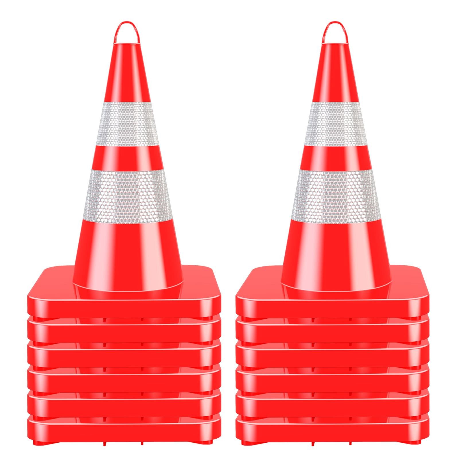 12PC 28″PVC Safety Cones with Reflective Strip Traffic Cones for Traffic Control