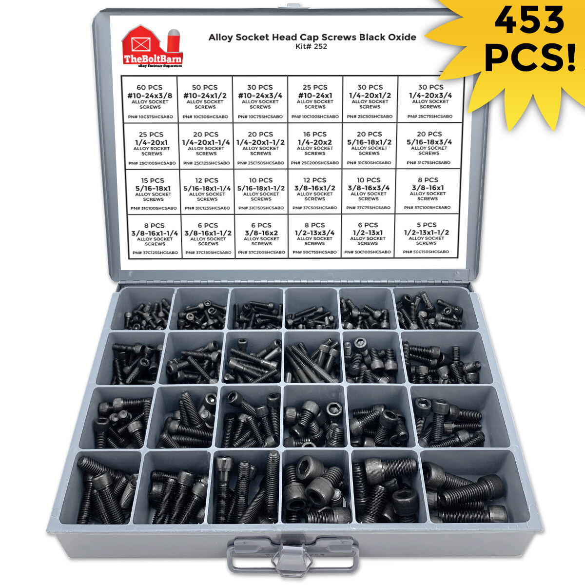 Alloy Allen Socket Head Cap Screws Bolts Coarse Black Oxide Assortment – 453 PCS