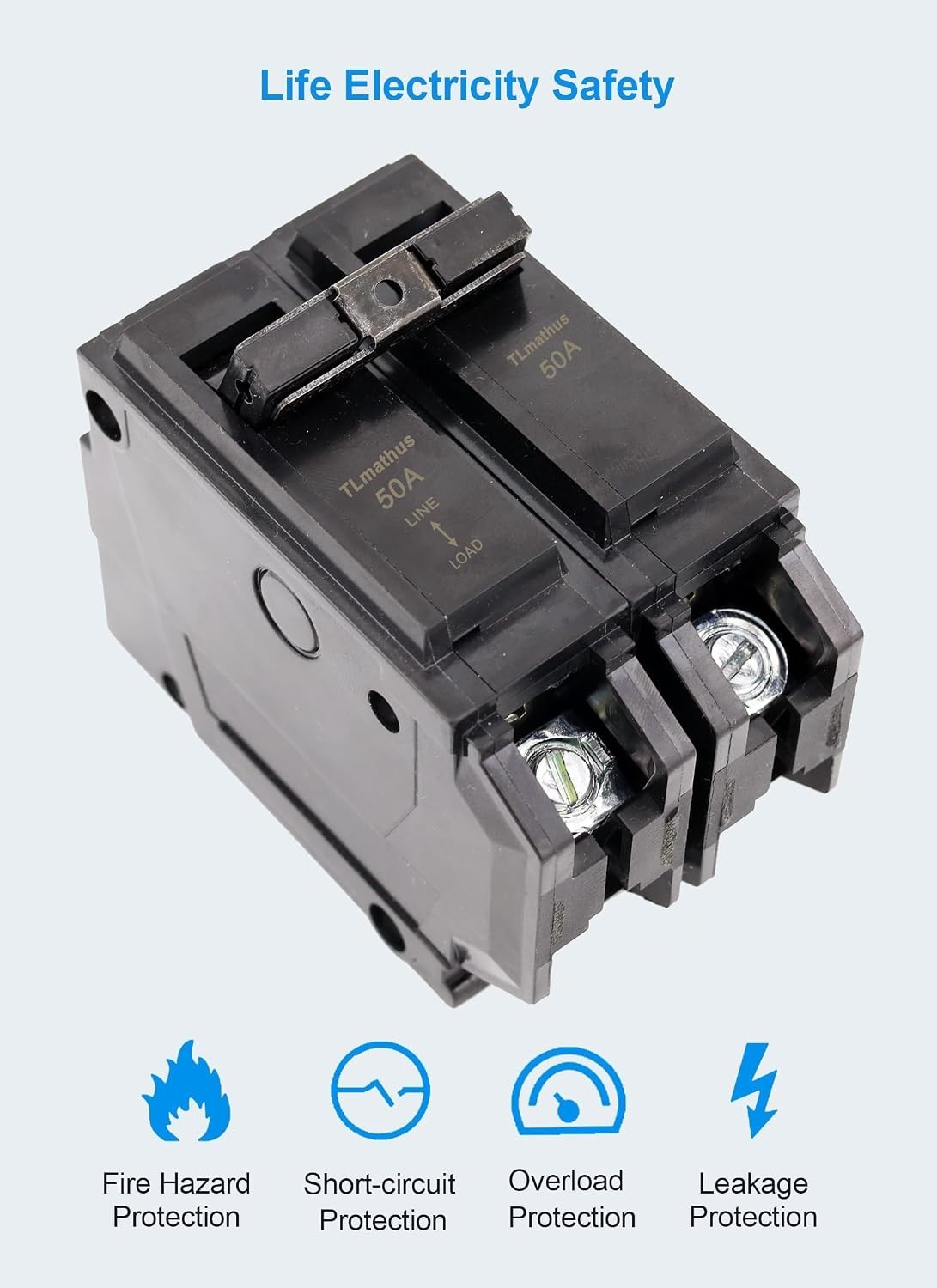50 Amp Breaker 2 Pole Plug-in Mount Type THQL Feeder Molded Case Circuit Brea…