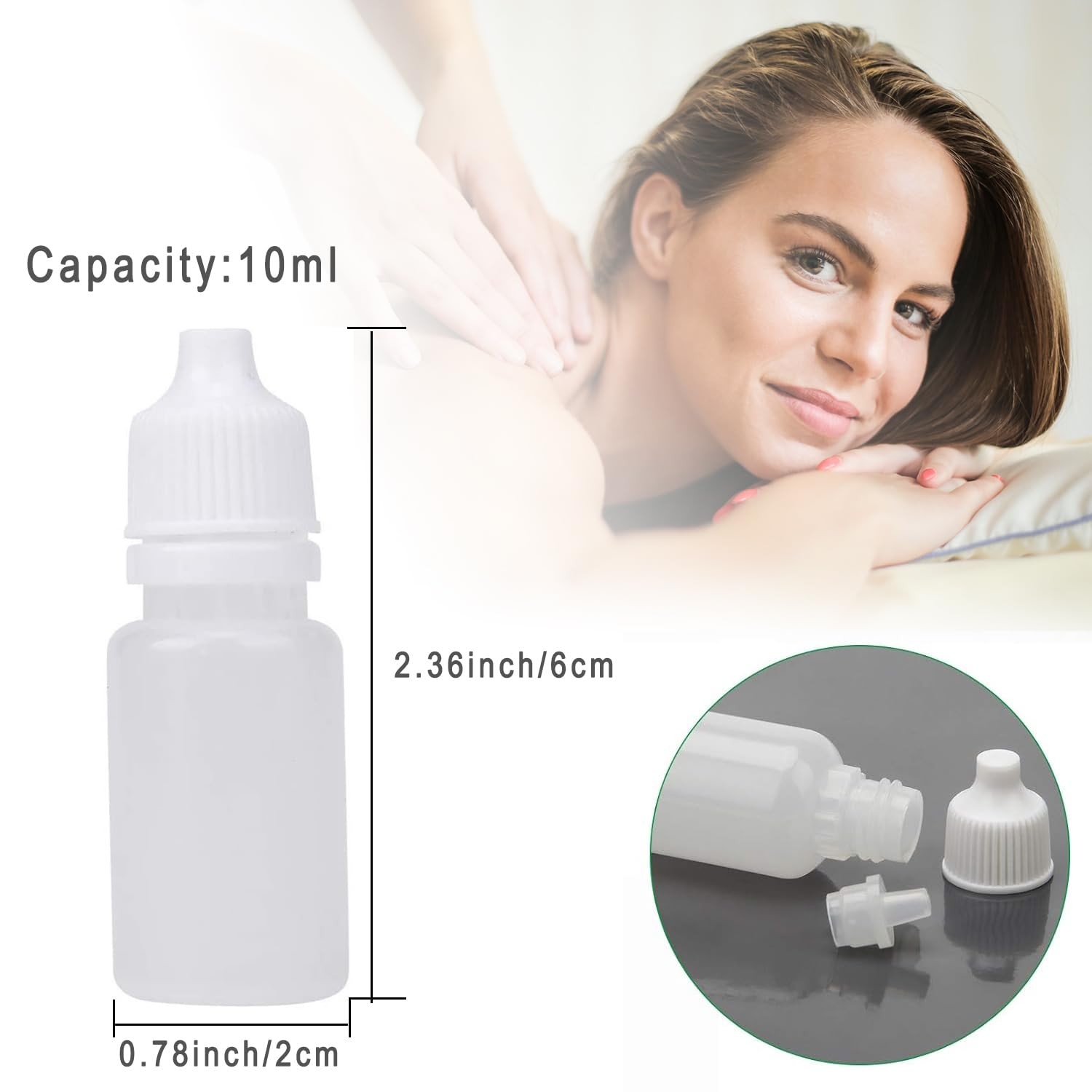 Eldwivz Plastic Eye Dropper Bottle: 50 pcs 10 ml Empty Small Squeeze White